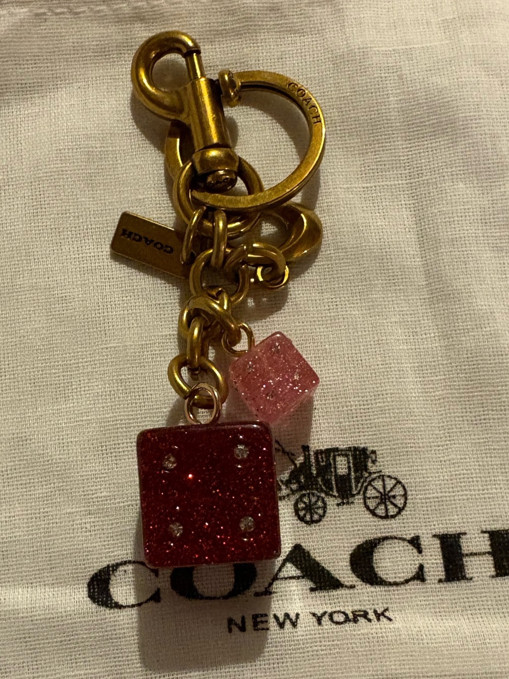 Coach Glitter Dice Bag Charm / Keychain – EUC – Includes Dust Bag